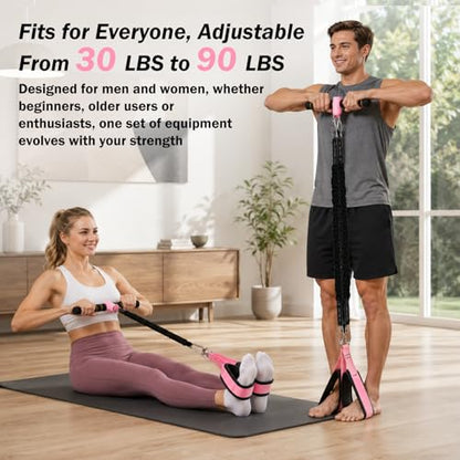 Pedal Resistance Bands with Handles, 3 Heavy Tube Adjustable Exercise Bands | Upgraded Resistance Fitness Band Set for Women and Men, Multifunction Exercise Equipment for Abdomen, Waist, Arm, Leg Workout