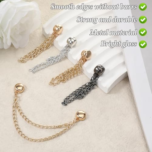 12 Pcs Magnet Hem Clips Pant Waist Tightener Multi-Function Magnetic Clothing Clips Metal Strong Magnet Pins Pinless Button Clip Chain for Fixing Hijab Clothes Pants Legs Sleeves Hem