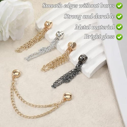 12 Pcs Magnet Hem Clips Pant Waist Tightener Multi-Function Magnetic Clothing Clips Metal Strong Magnet Pins Pinless Button Clip Chain for Fixing Hijab Clothes Pants Legs Sleeves Hem