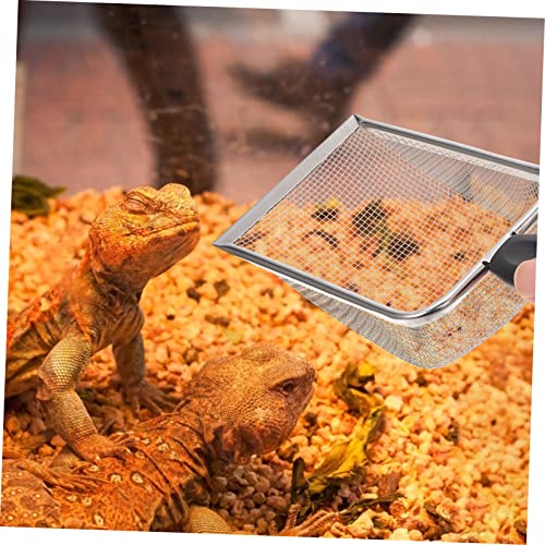 1Pc Stainless Steel Reptile Sand Shovel for Cleaning Tortoise Lizard Substrates Fine Mesh Design Durable Convenient Litter Box Accessory