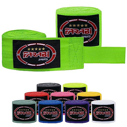 FARABI Kids Boxing Hand Wraps 100 Inches Long Junior Hand Wraps Boxing Hand Wraps Muay Thai Hand Wraps MMA Boxing Hand Wraps Men Boxing Hand Wraps Kids Boxing Hand Wraps Inner Gloves - color: Neon Green