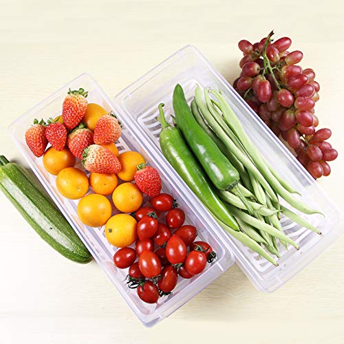4PCS Food Storage Container, Plastic Food Containers Small | [With Removable Drain Plate and Lid], [Stackable Portable Freezer Storage Containers]-Tray to Keep Fruits, Vegetables, Meat - size: Small(4PCS)