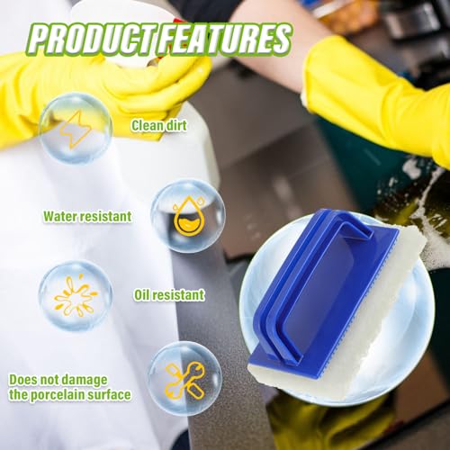 5 Pack Electric Cleaning Brush Pad Kitchen Bathroom Household Cleaning Pad Swimming Pool wall Cleaning Brush Heavy Duty Griddle Scrubber Scouring Pad and 1 Pack Handle kit(White) - color: White