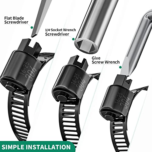 OURU 10PCS Black Hose Clamp Stainless Steel Adjustable 13/16"-1-1/2" | Heavy Duty, Rust Resistant, Worm Gear Small Hose Clamp， Automotive, Pipe, Radiator Plumbing, Fuel Line - size: 10PCS (13/16" - 1-1/2")
