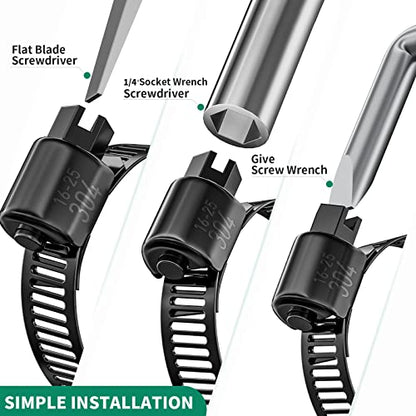 OURU 10PCS Black Hose Clamp Stainless Steel Adjustable 13/16"-1-1/2" | Heavy Duty, Rust Resistant, Worm Gear Small Hose Clamp， Automotive, Pipe, Radiator Plumbing, Fuel Line - size: 10PCS (13/16" - 1-1/2")
