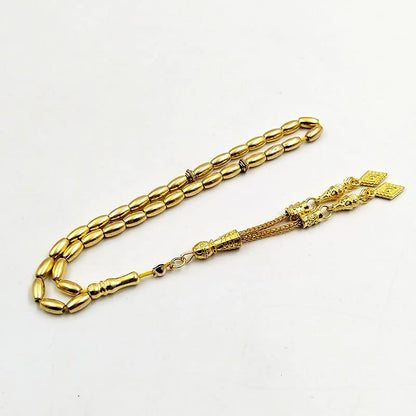 ALBASHAN Tasbih Metal gold Color 4x7mm 33 beads muslim Rosary paryer bracelet islamic gift turky Style Jewelry