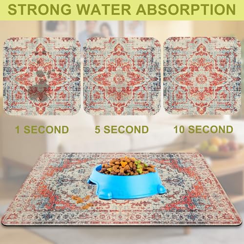 Cat Food Mat Pet Feeding Mats Dog Bowls Mat Cat Water Mat 12x20 Inch Boho5 - color: Bohemia Style 05