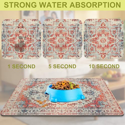 Cat Food Mat Pet Feeding Mats Dog Bowls Mat Cat Water Mat 12x20 Inch Boho5 - color: Bohemia Style 05