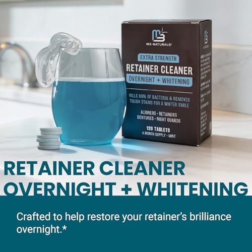 Overnight + Whitening Retainer Cleaner, Remove Stains, Discoloration, and Plaque | 4 Month Supply | Denture Cleanser with Whitening Boost,120 Tablets by M3 - size: Overnight Whitening (120 Count)