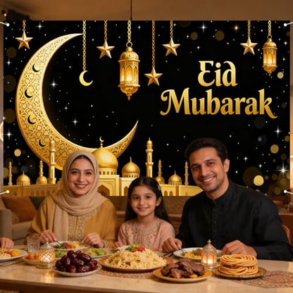 Nuxovilar Eid 무바라크 초승달 랜턴 배너 폴리에스터 109.2 x 180cm(43 x 71인치) - 배너 라마단 무바라크 가정, 파티오, 야외 장식용 - color: CC01387