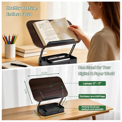 Rotating Book Stand with Storage, 360 Swivel Book Holder for Desk, Heavy Bible Stand Black - style: Book Stand(Storage)