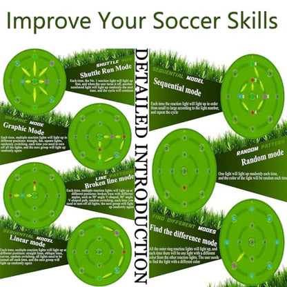 1.4M Agility Training Soccer Training Mat,10MM Thickness Non-Slip Football Skills Footstep Mat,with 13 Reaction Training Lights - 7 Training Modes,for Kids/Adult Fitness, Sports Training