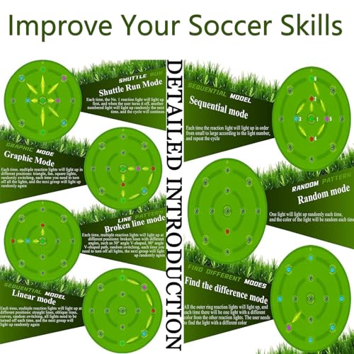 Smart Football Training Mat,1.4 M Agility Training Football Mastery Mat,Non-Slip Shock Dribble Soccer Sports Mat,with 13 Reaction Training Lights - 7 Training Modes,Football Gifts for Kids