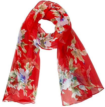 Xyueanlo Scarfs for Women Lightweight Scarves Fashion Print Floral Pattern Scarf Shawls - color: P-red