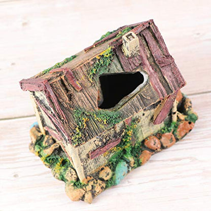 balacoo Aquarium Fish Tank Cave 5.11x3.34x4.72In Resin Fish Shelter Hideaway – Secure Hiding Spot for Stress Reduction – for Freshwater Tanks, Shrimp & Turtles