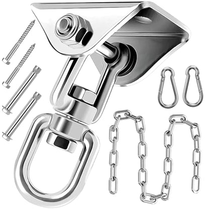 Hammock Hanging Kit with Swing Chain, Morzejar Stainless Steel 1000lb Heavy Duty Capacity Hammock Hooks, Morzejar 360° Swivel Hanging Kit for Trapeze, Yoga, Boxing Bag, Hammock Chair, Porch, Gym - style: Hammock Hooks