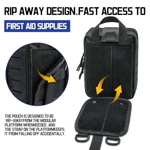 Molle Ifak Pouch Rip Away, 2Pack Molle Tactical Medical Pouch, Empty First Aid Kit Bag for Duty Belt (2 Pack-Black) - color: 2 Pack-black