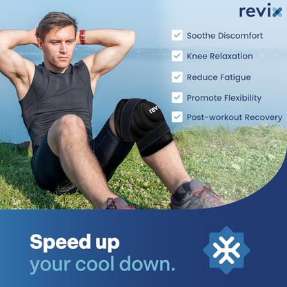 REVIX XL Ice Pack for Knee Replacement Recovery, Ice Wrap with Cold Compression for Discomfort and Fatigue, Gel Cold Pack Wrap Around Entire Knee, Promoting Flexibility and Mobility - size: XL, style: Black-XL