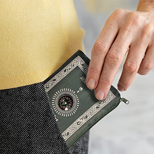 ABDEEZ Portable Travel Prayer Mats | Compass, Weights (Keeps mat in Place), and Pouch, Pocket Size (Single Pack) (Black) - color: Black