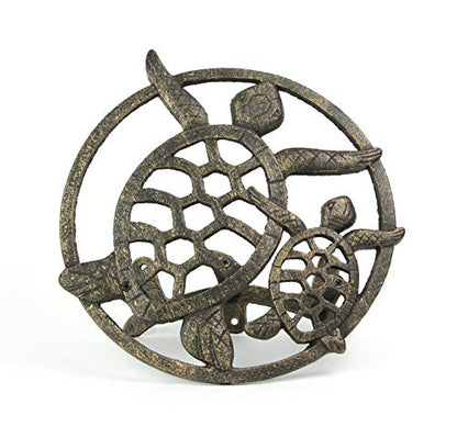 Zeckos Sea Turtle Garden Hose Holder, 12.25 Inch Diameter Bronze Cast Iron | Wall Mounted, 5.75 Inch Deep, Holds About 75 Feet of Hose, Bolts and Anchors Included - color: Sea Turtle - Bronze