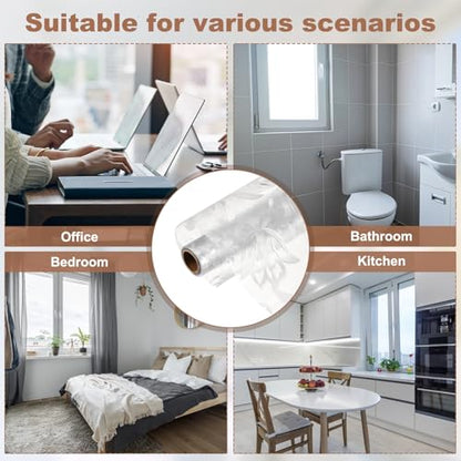 uxcell Window Privacy Film, 78.7 x 7.9 Inch Frosted Glass Window Film, Static Cling Non-Adhesive Reusable Door Coverings 3D Flower Pattern for Bathroom Home Living Room, Clear - size: 78.7 x 7.9 Inch
