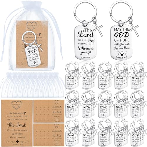 Siifert 50 Set Christian Cross Keychains Bulk Christian Keychain Bible Verse Religious Prayer Gifts for Women Men - color: Rectangle Style
