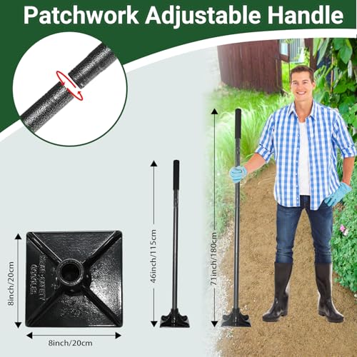 8"x8" Steel Tamper Tool for Yard,71" Long Handle Heavy Duty Ground Tamper with Rubber Grip,Ideal Garden Landscaping Rammer for Earth Soil Asphalt,Gravel Dirt Compactor Leveling Paver Tool Trash Tamper