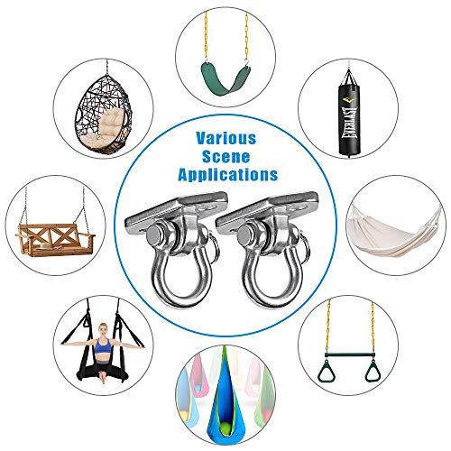Hammock Chair Hanging Kit Swing Ceiling Mount, Heavy Duty Swing Hanger Hook, Indoor Outdoor Playground Hanging Chair, Tree, Gym, Rope, Swing Set Bracket, Punching Bag Hardware, 1000 LB - style: 2 Pack -180° Swing Hook