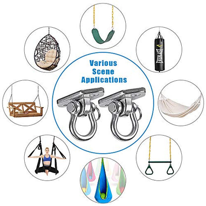 Hammock Chair Hanging Kit Swing Ceiling Mount, Heavy Duty Swing Hanger Hook, Indoor Outdoor Playground Hanging Chair, Tree, Gym, Rope, Swing Set Bracket, Punching Bag Hardware, 1000 LB - style: 2 Pack -180° Swing Hook