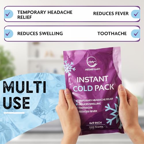 12 Pack Large Instant Ice Packs for Injuries, Disposable Cold Packs | No Freezer Needed, Instant Cold Packs for Injuries, 9”x6” Large Disposable Ice Packs, Cold Compress for Post-Workout Recovery - size: 12 Pack (9" x 6")