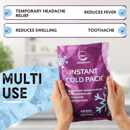 12 Pack Large Instant Ice Packs for Injuries, Disposable Cold Packs | No Freezer Needed, Instant Cold Packs for Injuries, 9”x6” Large Disposable Ice Packs, Cold Compress for Post-Workout Recovery - size: 12 Pack (9" x 6")