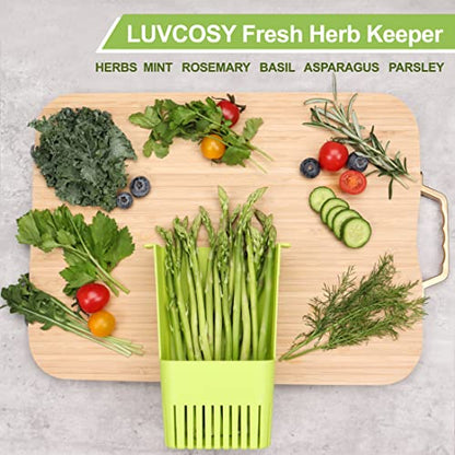 LUVCOSY Herb Keeper, BPA-Free Plastic Herb Saver with an Inner Basket for Cilantro, Mint, Parsley, and Asparagus, Keeps Fresh Herbs for 3 Times Longer,1Pcs, Green - color: Herb Keeper - Green