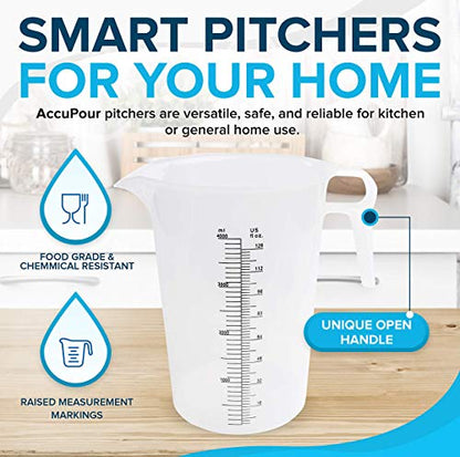 16oz (2 Cup) Measuring Pitcher, Plastic, Multipurpose - Great for Oil, Chemicals, Pool and Lawn - Ounce (oz) and Milliliter (mL) Increments (500 mL) - size: 16oz