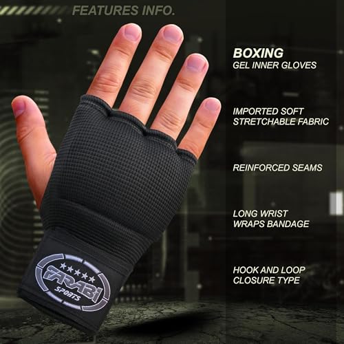 FARABI Kids Hybrid Boxing Inner Gloves Punching Boxing Gloves - color: All Black
