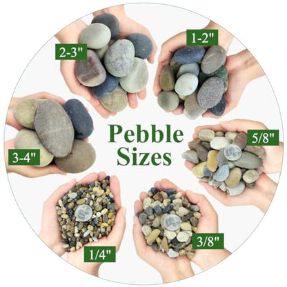 2lbs Aquarium Rocks, 5/8" Natural Mixed Pebbles for Plants | Decorative Polished River Rocks for Fish Tank, Landscaping, Gardening, Flower Pots, Vase Fillers, Indoor Water Fountains - size: 5/8 Inch