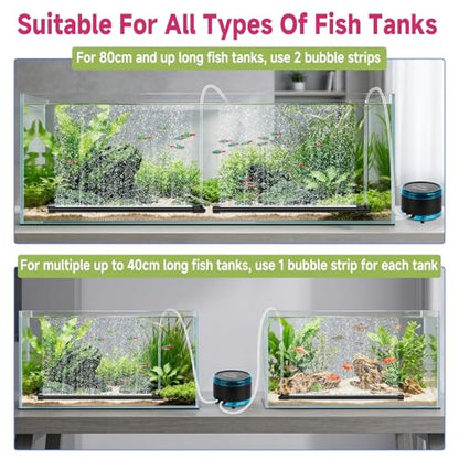 hygger Aquarium Bubble Curtain Wall, Quiet Fish Tank Air Stone with Accessories, High Dissolved Aquarium Bubbler Oxygen Diffuser Decoration for Freshwater & Saltwater - size: 2-PACK 15.7-IN