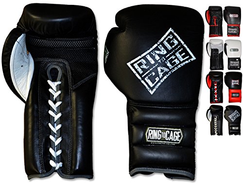 Mexican-Style GelTech Training Gloves with Mesh-Palm - Hook&Loop or Lace-up - style: Black/White Leather Mesh Palm - Lace-up