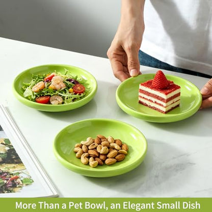 3 PCS Ceramic Cat Bowls, 5.5 in Pet Food Bowl Cat Dishes for Food and Water, Small Dog Dish(Green) - color: Green