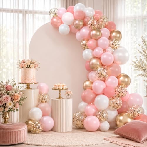 Dusty Pink Balloons, 60 Pcs Party Balloons for Bridal Shower Bachelorette - color: Pink Gold