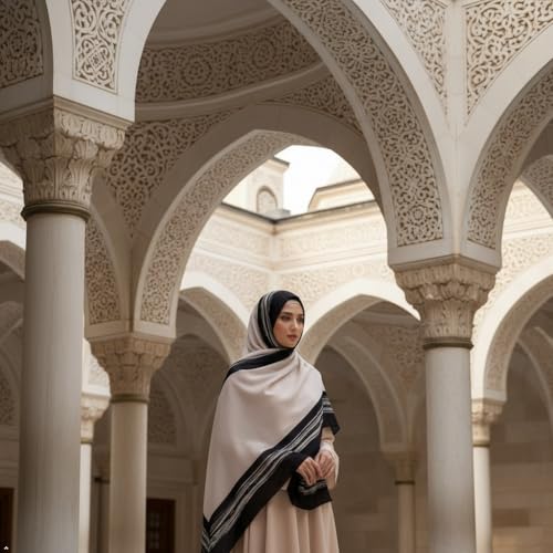 Hijab Modest and Elegant | Beautifully Designed Printed Chiffon Patterns | Muslim Women Head Scarf and Veil - color: Beige B