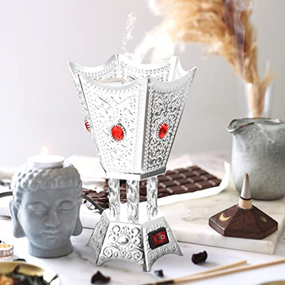 SEWACC Electric Incense Burner Metal Bakhoor Burner Middle Eastern Style Tabletop Electric Censer for Home Office Yoga Spa Decor