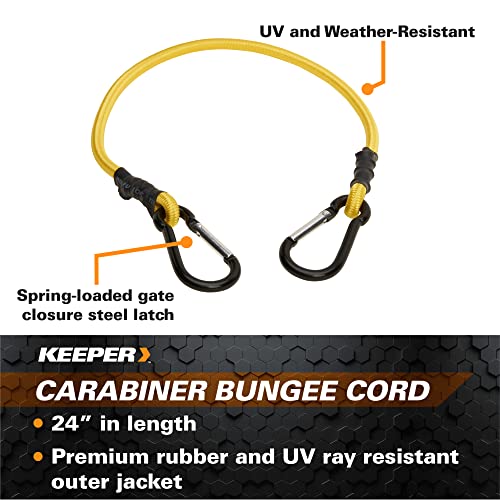 Keeper - 24” Carabiner Bungee Cord, 2 Pack - UV and Weather-Resistant - size: 24"