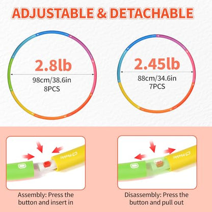 Phobby Weighted Exercise Hoop for Adults, Adjustable Fitness Hoop | 8 Detachable Hoop Sections with Jump Rope & Storage Bag, Home Gym Workout - style: Pro 2.8lb