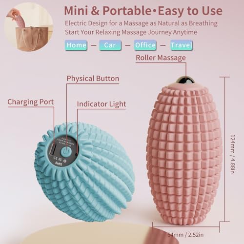 Vibrating Massage Ball for Plantar Fasciitis, Silicone Trigger Point, Myofascial Massage Ball, Deep Tissue Roller for Back, Neck, Foot, Muscle Recovery, Hip & Psoas Release Tool (Blue) - color: Blue