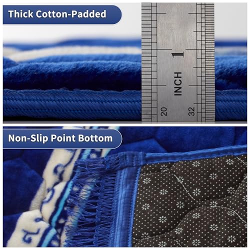 Muslim Prayer Rug with Tasbih Prayer Beads, Soft Large Prayer Matt Islam, Padded Islamic Prayer Mat Thick for Men and Women, Janamaz, Sajadah (31.5" x 47.2", Royal Blue) - color: Royal Blue