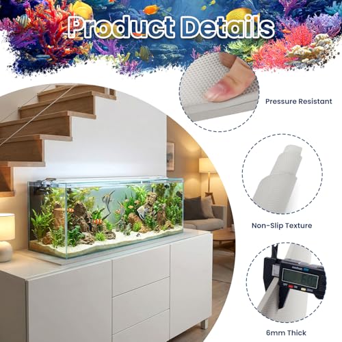 12 x 30 Inch Fish Tank Pad, 6mm Aquarium Leveling Mat, Gray | Water-Resistant Surface, Easy to Cut, Helps Cushion the Tank Base, Suitable for Aquariums and Terrariums - color: Gray, size: 12 x 30in