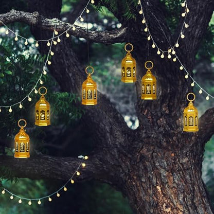Venforze 12pcs Gold Ramadan Lantern Lights, Ramadan Decorations, Mini EID Mubarak Candle Lanterns，Ramadan Decorations for Home, Table, wall رمضان للزينة ومصباح رمضان للزينة
