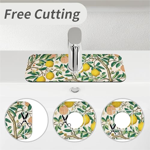 Kitchen Sink Splash Guard，Lemon tree-1 Faucet Mat Sink Gadgets-Super Absorbent Fast Drying Mat Drip Catcher for Kitchen, Bathroom,Sink Mat, Dish Drying Mat, Bathroom(15" X 5.5" ) - color: Lemon tree-1
