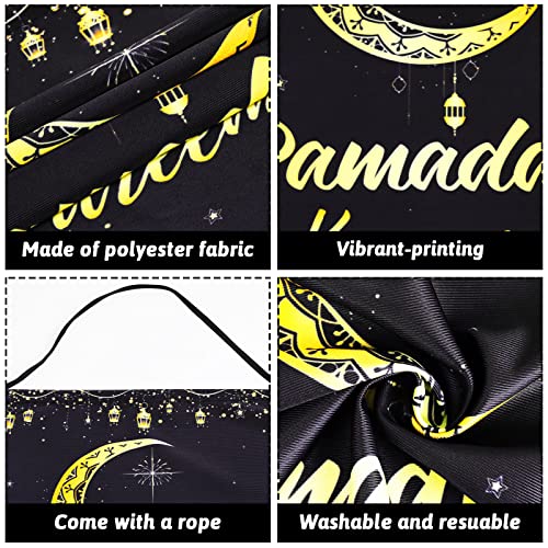 Tevxj Ramadan Mubarak Hanging Door Sign Ramadan Kareem Party Decorations Decorative Black Gold Moon Lantern Hanging Sign Banner for Ramadan Eid Mubarak Home Decor Ramadan Eid Party Supplies Favor - style: Ramadan Kareem