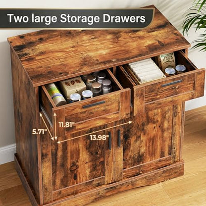 Fish Tank Stand for 20-29 Gallon, Aquarium Stand with Storage | with 2 Drawers for Fish Tank Accessories, 29 Gallon Rustic Brown Fish Tank Cabinet, 30.71''L x 15.75''W Tabletop, PTBX01BR - size: 20-29 Gallon Fish Tank Stand